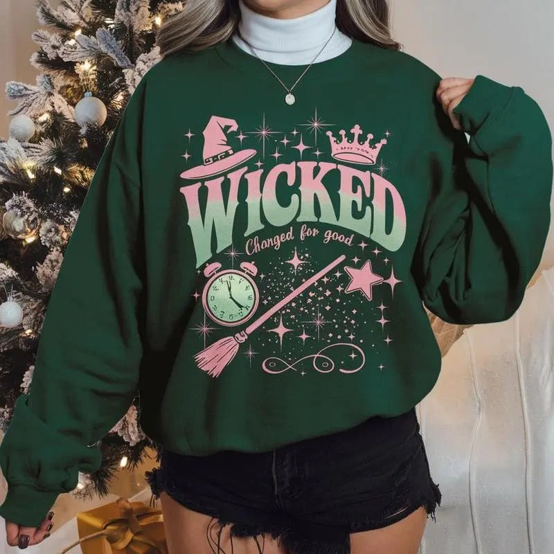 Changed For Good Wicked Sweatshirt, Defy Gravity Broomstick Magic Wand, Wicked Sweater, Wizard Movie Fan Shirt, Wicked Movie Fan Xmas Gift