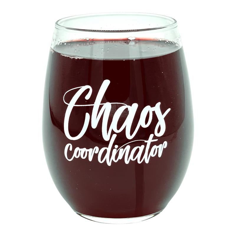 Chaos Coordinator Wine Glass Funny Sarcastic Mess Leader Novelty Cup-15 oz Funny Wine Glass Funny Sarcastic Novelty Wine Glass White Standard