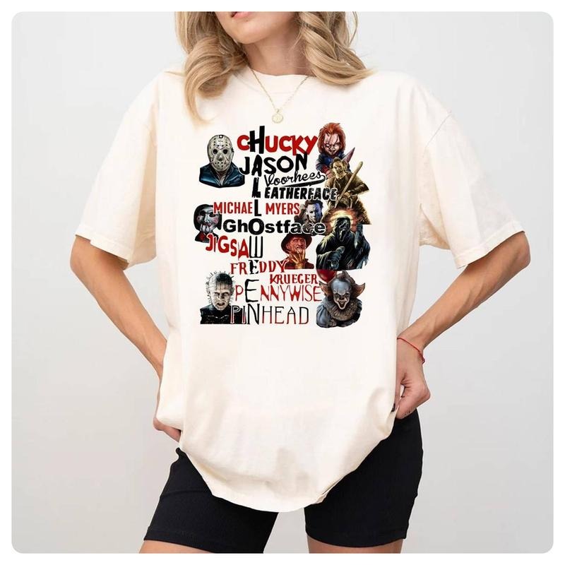 Characters Quotes Shirt Jason Voorhees Michael Myers Pennywise Freddy Krueger Chucky Retro Halloween Shirt Spooky Season Shirt