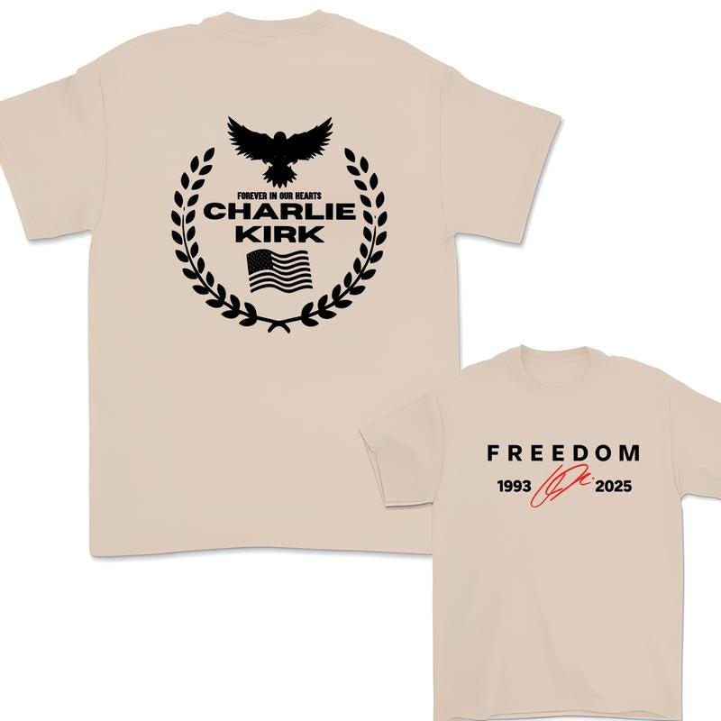 Charlie Kirk Freedom 2 Sided T-shirt -Graphic for Men & Women Activism Apparel 1993-2025 Freedom Memorial Top