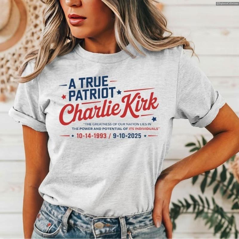 Charlie Kirk Memorial T-Shirt, A True Patriot, Christian Faith Political Top, Support Liberty Human Rights Tee , Global Trending Outfits