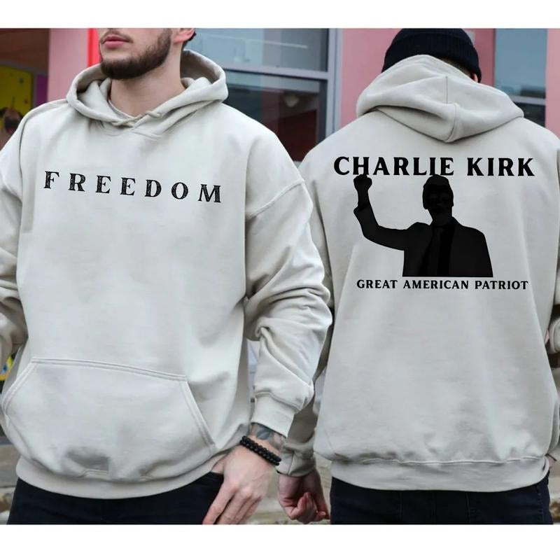 Charliie Freedom Two Sides Tshirt Sweatshirt Hoodie, Faith Based Tee, Political Awareness, Freedom Of Speech, Unisex Sweater Pullover Tee Cotton Fit