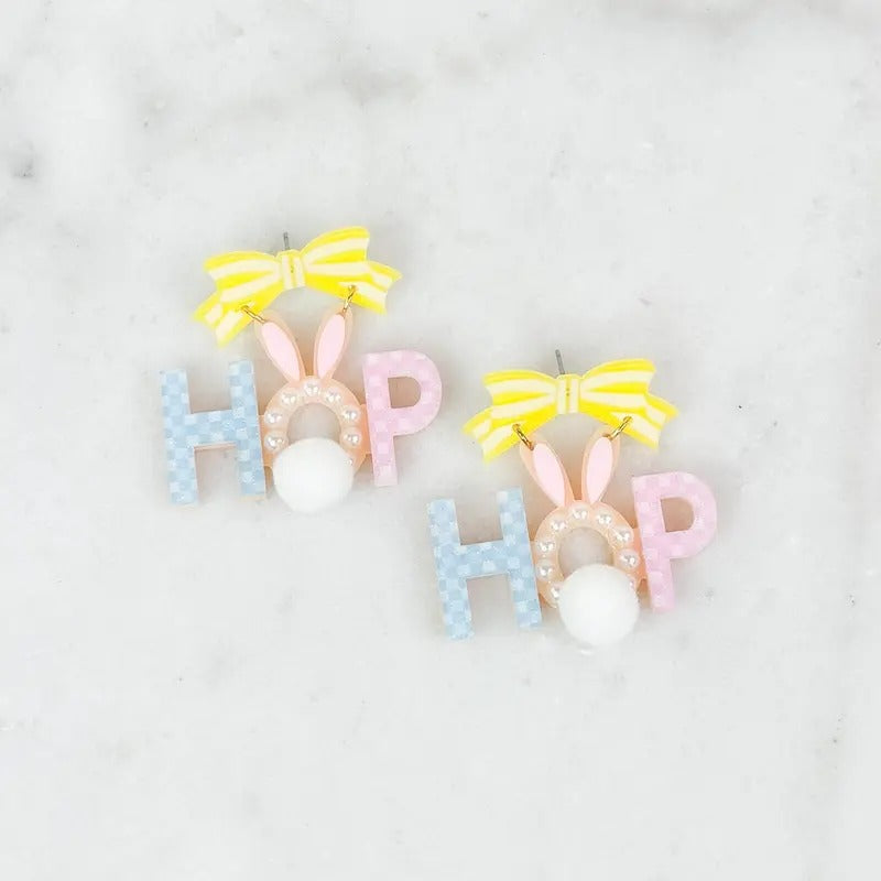 Checker HOP Bunny Earrings
