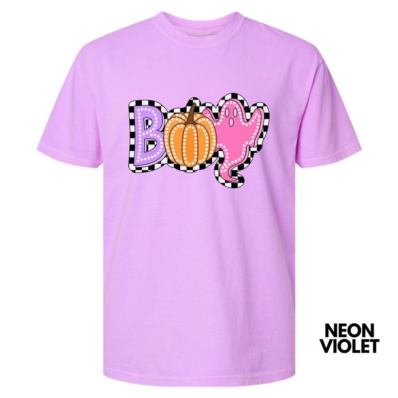 Checkered Colorful BOO Comfort Colors T-Shirt 'NLB'