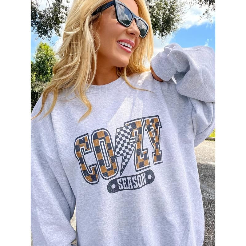 Checkered Cozy Graphic Top