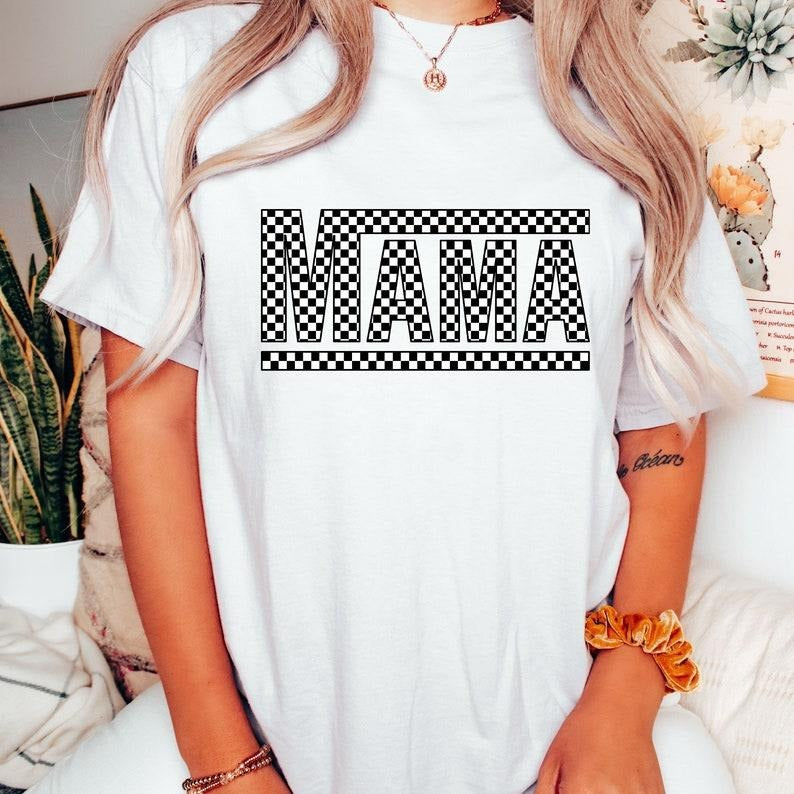 Checkered Mama , Mama , Racing Mama T-shirt , Race Mama Sublimation, Retro Mama. Cut Cricut, Pdf, Vector