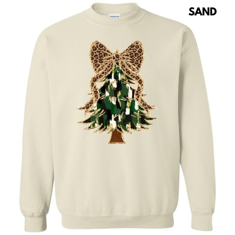 Cheetah Bow Brushstroke Tree Sweatshirt 'NLB'