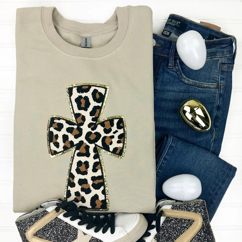 Cheetah CROSS Chenille Patch Sweatshirt