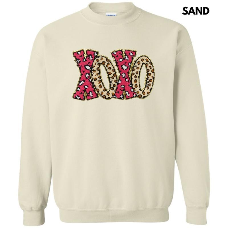 Chenille Leopard XOXO Patch Sweatshirt