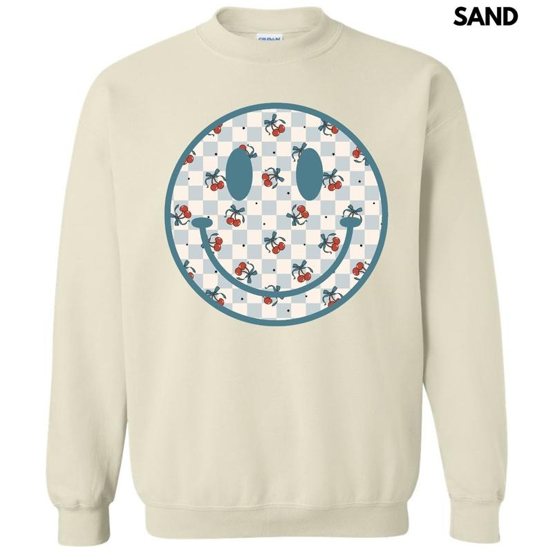 Cherry Checkered Happy Face Sweatshirt 'NLB'