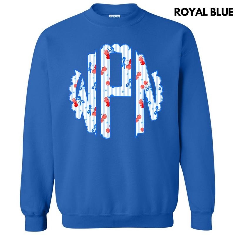 Cherry Stripe Monogram Sweatshirt 'NLB'