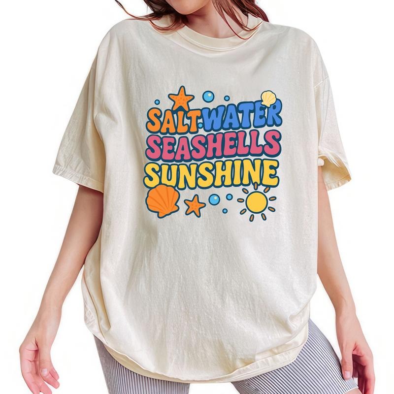 ChicCotton Saltwater Seashells Sunshine Comfort Colors Shirt, Summer Vibes T-shirt, Beach Vibes Graphic Tee, Summer Outfits, Vacation Clothing
