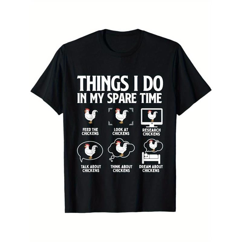 Chicken Print Men's Cotton T-shirt, Casual Short Sleeve Crew Neck T-shirt, Men's Tee For Outdoor made in usastyle{n002}2