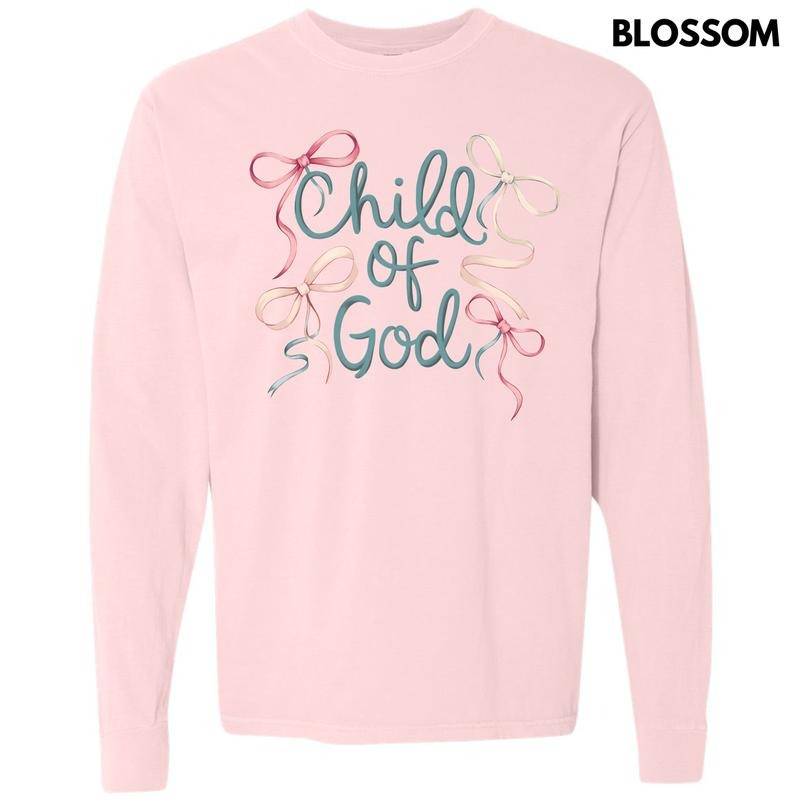Child Of God Bows Long Sleeve Comfort Colors T-Shirt 'NLB'