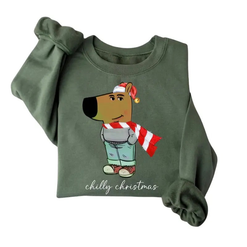 Chill Guy Christmas Sweatshirt - Just A Chill Guy Christmas Shirt - Chilly Christmas Shirt - Funny Meme Christmas Shirt - Trending Meme Shirt - Christmas Gifts