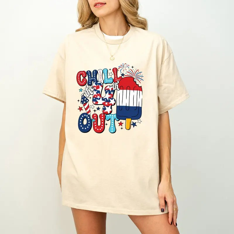 Chill The 4th Out Shirt, Funny 4th of July Shirt, Retro 4th of July, Fourth of July Shirt, American Popsicle Shirt, American Flag Shirt, Patriotic Shirt