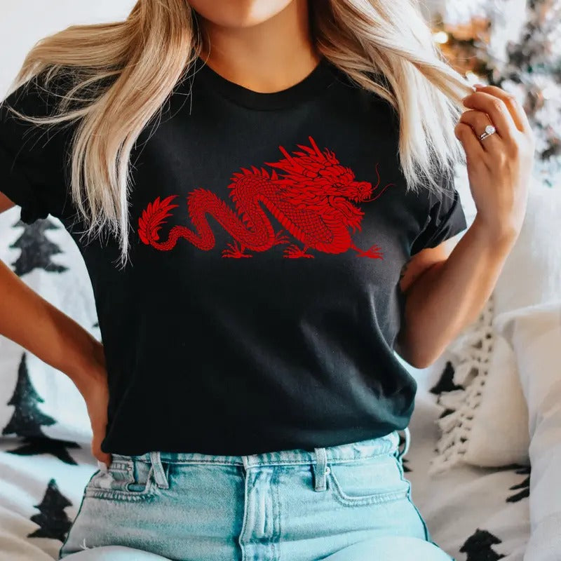 Chinese Walking Dragon T-Shirt, Chinese New Year Dragon Shirt, Traditional Chinese Tee, Chinese Dragon Gift Tee, Dragon Lovers Short Sleeve.