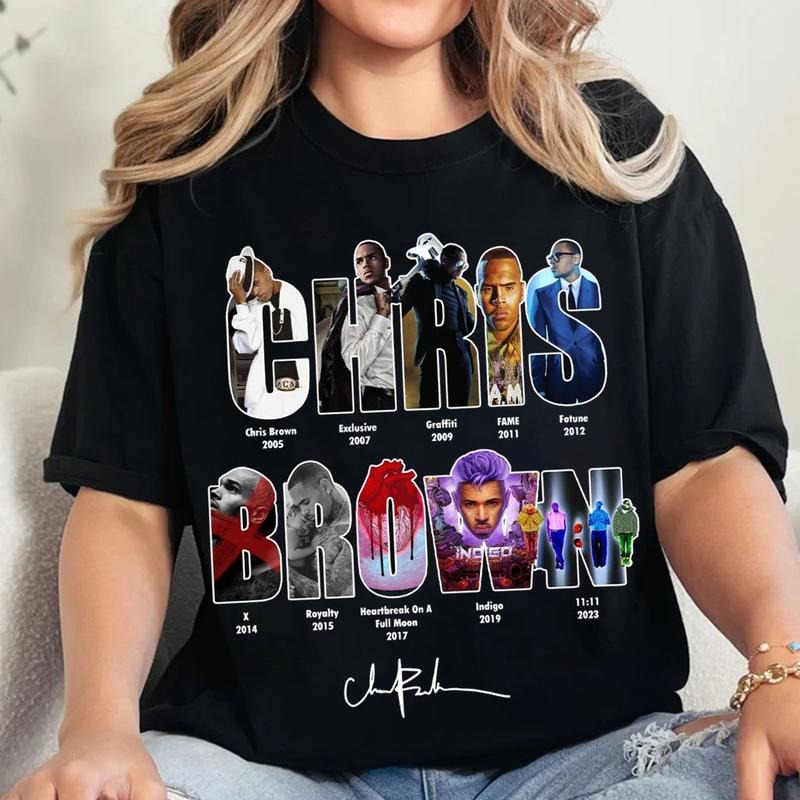Chr1s Br0wn Shirt - 11 11 Tour 2024 Concert Music Album Print Short Sleeve T-Shirt Vintage 90s Music Tee Merch Men Women Fit Top