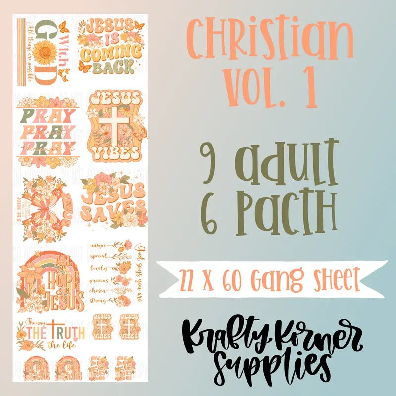 Christian DTF Transfer Gang Sheet, 22 x 60