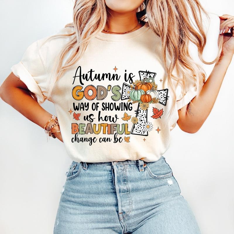 Christian Fall T-Shirt, Fall Cross T-Shirt, Fall Shirt Religious Jesus T-Shirt, Dalmatian Doodle T-Shirt,Autumn T-Shirt,Pumpkin T-Shirt
