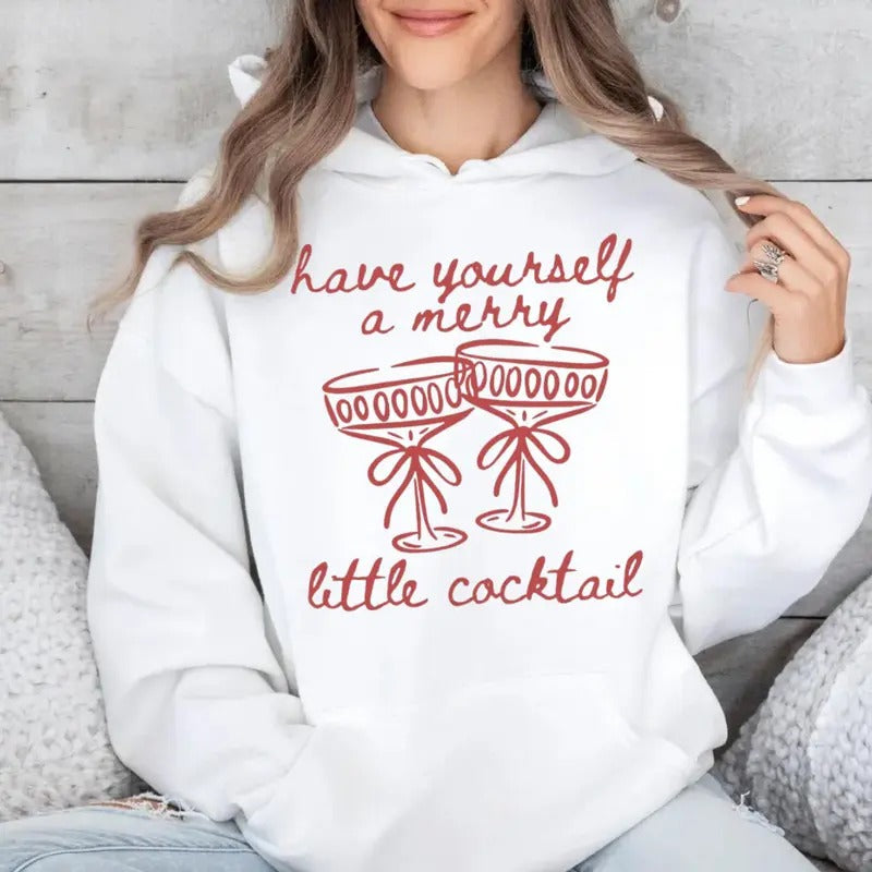 Christmas Cocktail Sweatshirt, Christmas Martini Shirt, Christmas Drink Hoodie, Cocktail Club Xmas Party, Espresso Martini Teee, Unisex Sweater Tee