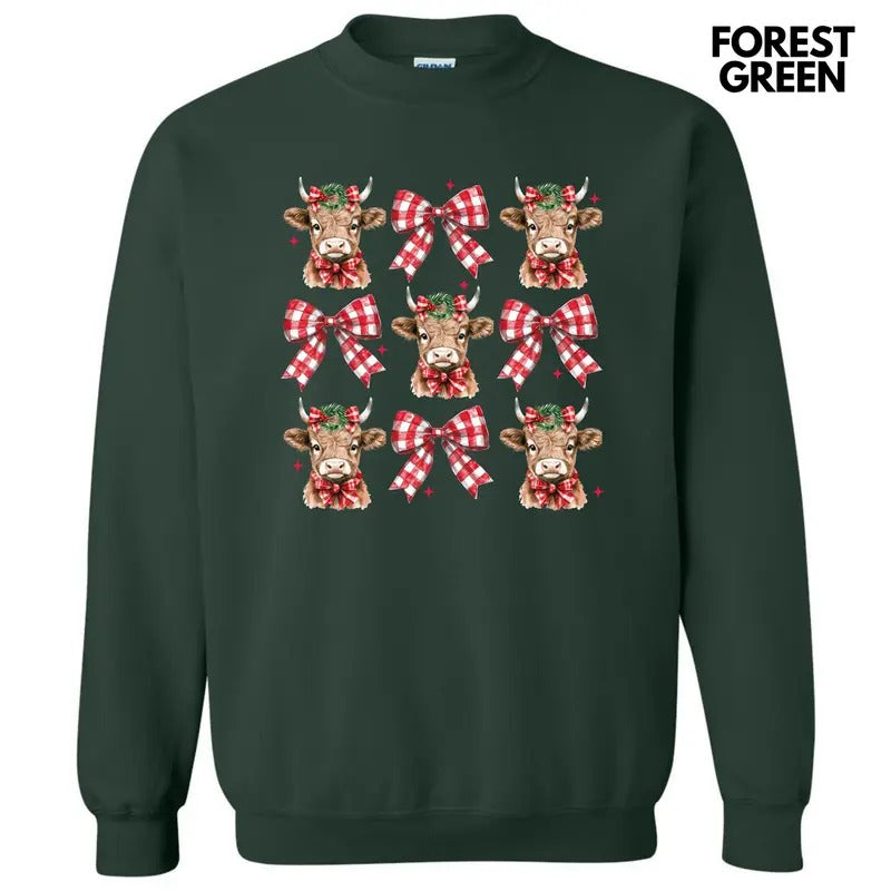 Christmas Cow Coquette Collage Sweatshirt 'NLB'