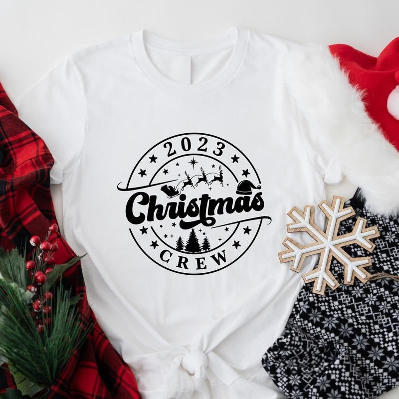 Christmas Crew 2023 Shirts, Matching Cousin Crew T-Shirt, Family Christmas Gift Short Sleeve, X-mas Party Gift Tee.