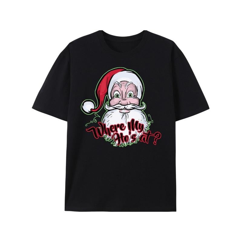 Christmas Funny Santa Shirt, Funny Gifts for Him, Cool Santa Claus Shirt, Funny Christmas Tee, Holiday T shirt, Where's my Hos At? T shirt made in usa