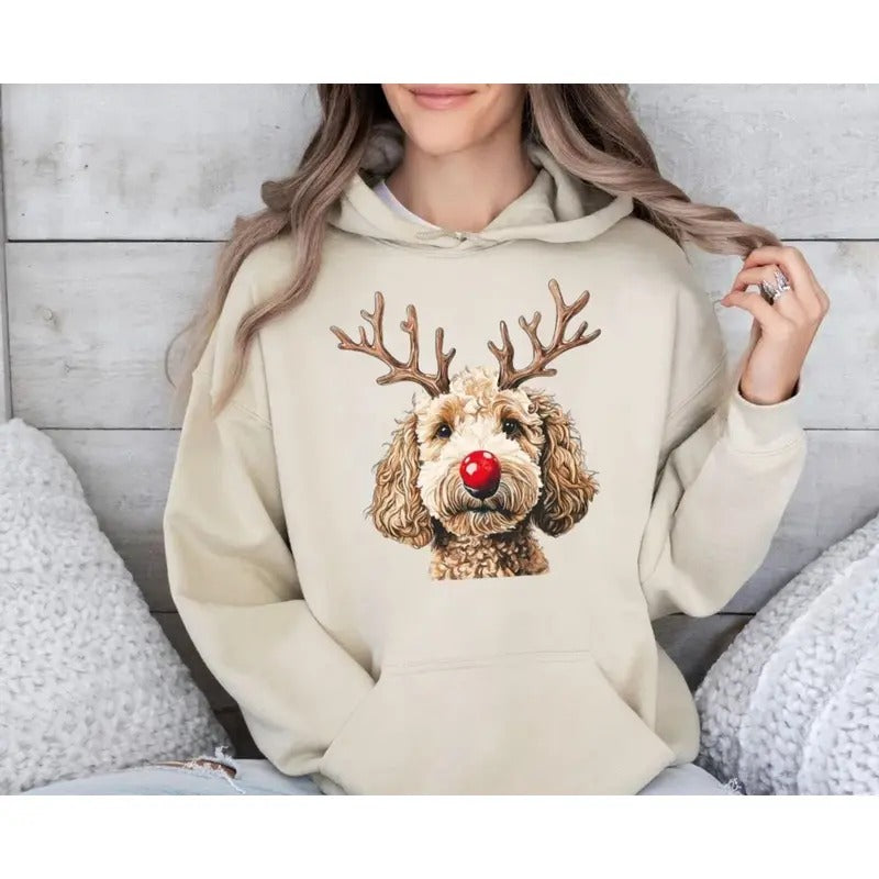Christmas Goldendoodle Sweatshirt, Christmas Dog Hoodie, Dog Lover Gift, Holiday Sweater, Doodle Mom Sweatshirt, Dog Lover Shirt, Unisex Sweater Pullover Tee