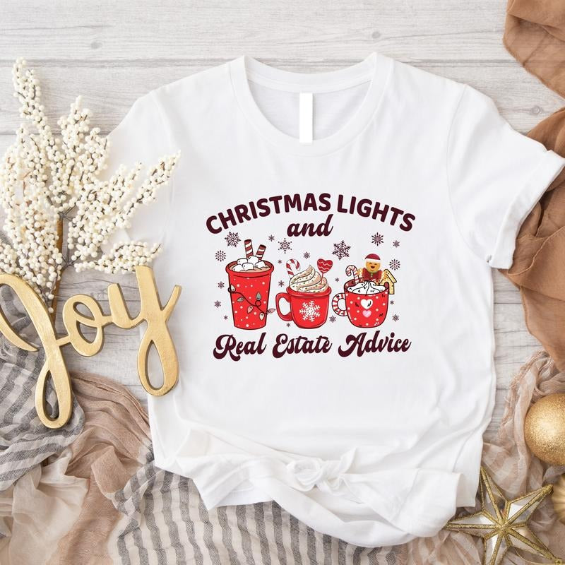 Christmas Light Real Estate Advice Shirt, Christmas Realtor Gift Tee, Real Estate Xmas Shirt, Realtor Winter Holiday T-Shirt.
