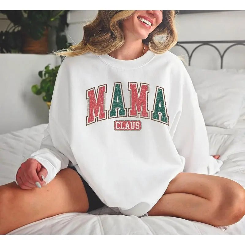 Christmas Mama Claus Retro Unisex Cotton Sweatshirt, Gift for Mom, Gift for Him, for Her