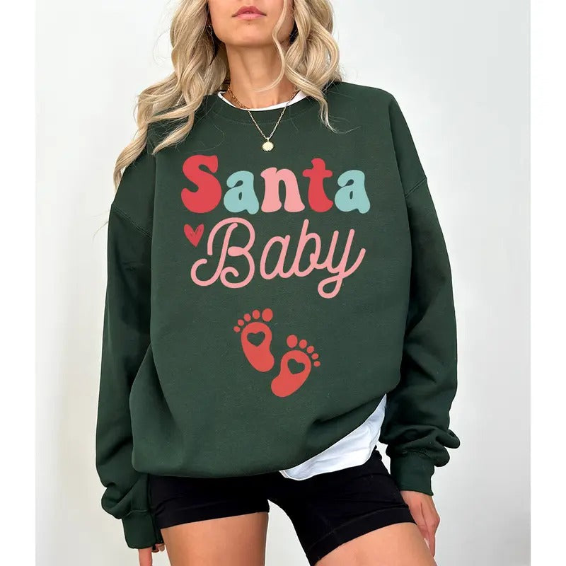 Christmas Pregnancy Announcement Sweatshirt, Santa Baby Sweatshirt, Pregnancy Announcement Shirt, Christmas Pregnancy Shirt, Christmas Maternity Shirt, Santa Baby Shirt, New Mom, Pregnant Santa Baby Gift Shirt