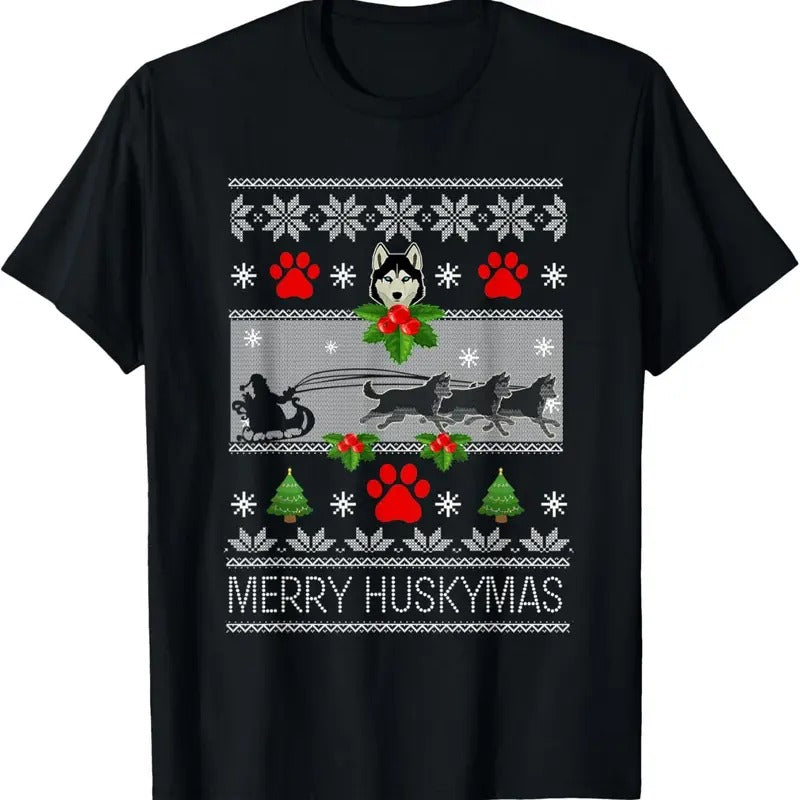 Christmas Siberian Husky Dog Husky Ugly Merry Huskymas T-Shirt