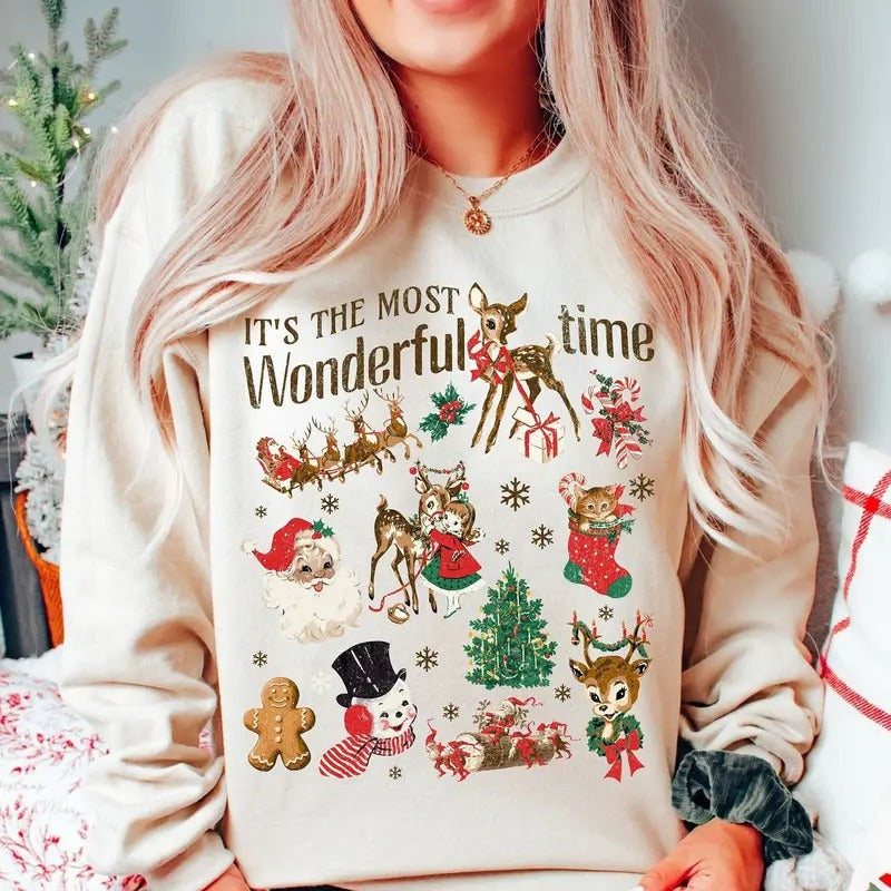 Christmas Sweatshirt, It's the most Christmas Shirt, Vintage Christmas doodles Shirt, Santa Retro Christmas, Winter Sweater, Holiday Apparel