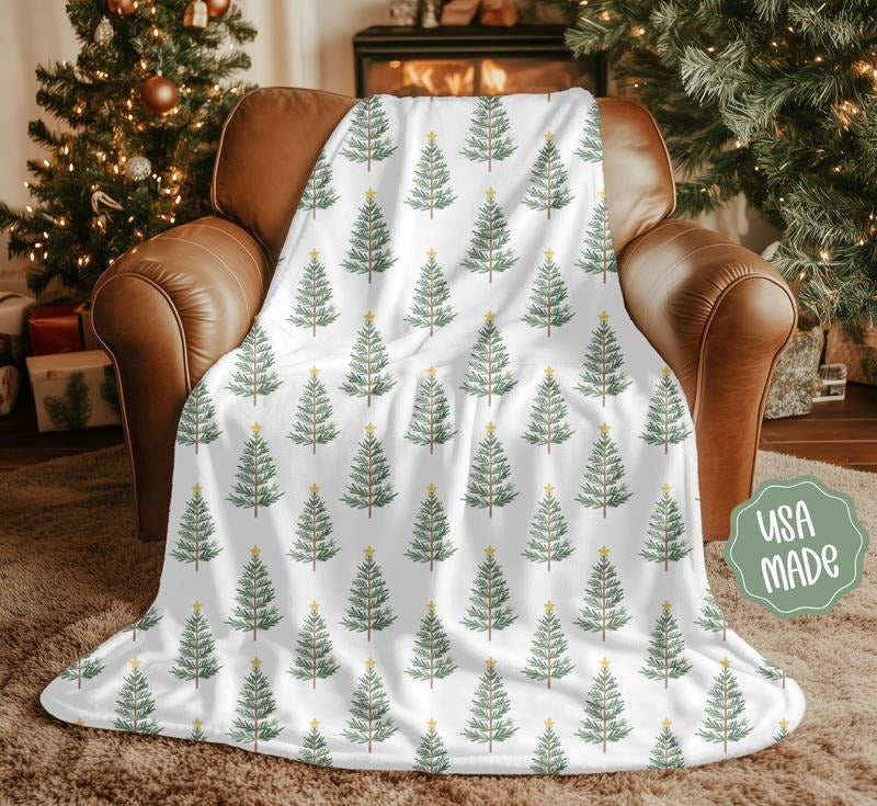 Christmas Tree Blanket, Holiday Throw, Xmas Decor
