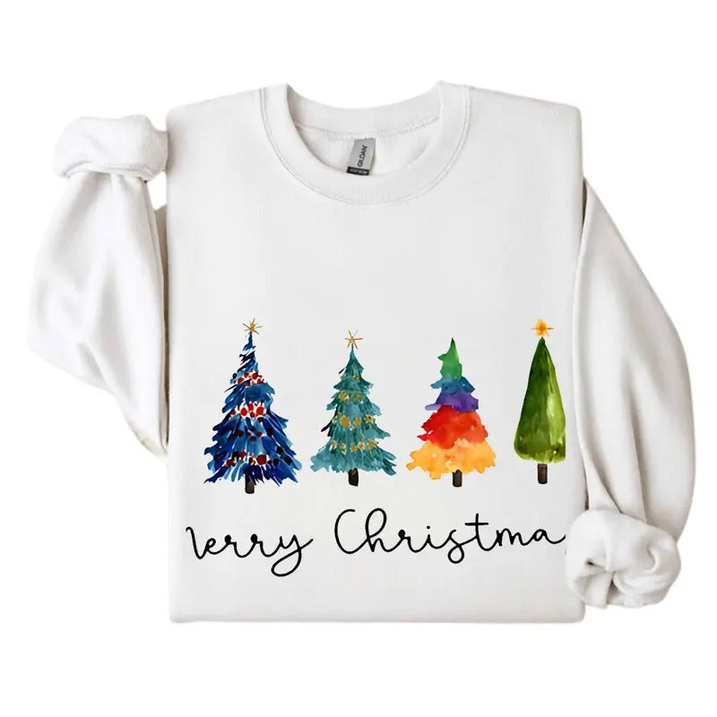 Christmas Tree Sweatshirt, Christmas Sweatshirt, Christmas Shirts for Women, Christmas Hoodie, Christmas Sweater, Colorful Tree 3 Tops Menswear