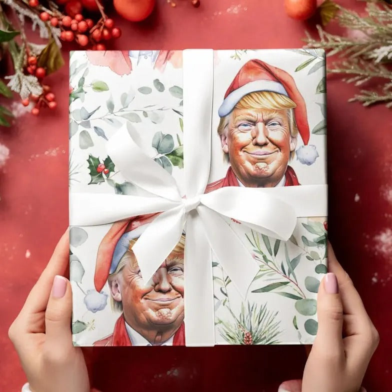 Christmas Wrapping Papers, Donald Trump Gift Wrap, Political Gag Gift, Funny Novelty Paper, Republican Themed Present, Election Celebration