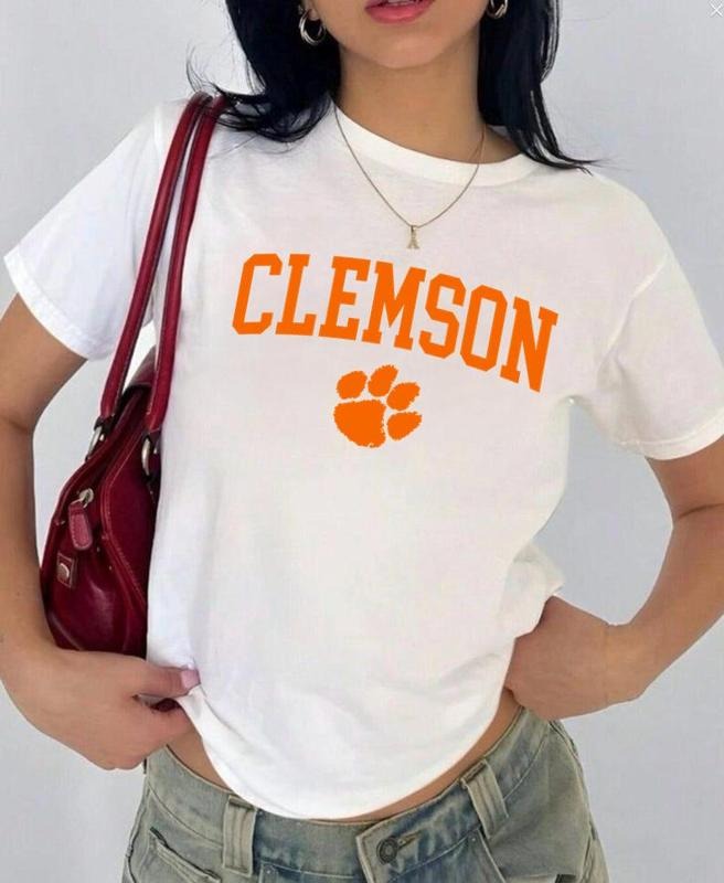 Clemson Vintage Sport Teams NCAA Collection Unisex Crewneck Black Baby Tee, Graphic Team Collection Baby Tee, Gift For NCAA Fans