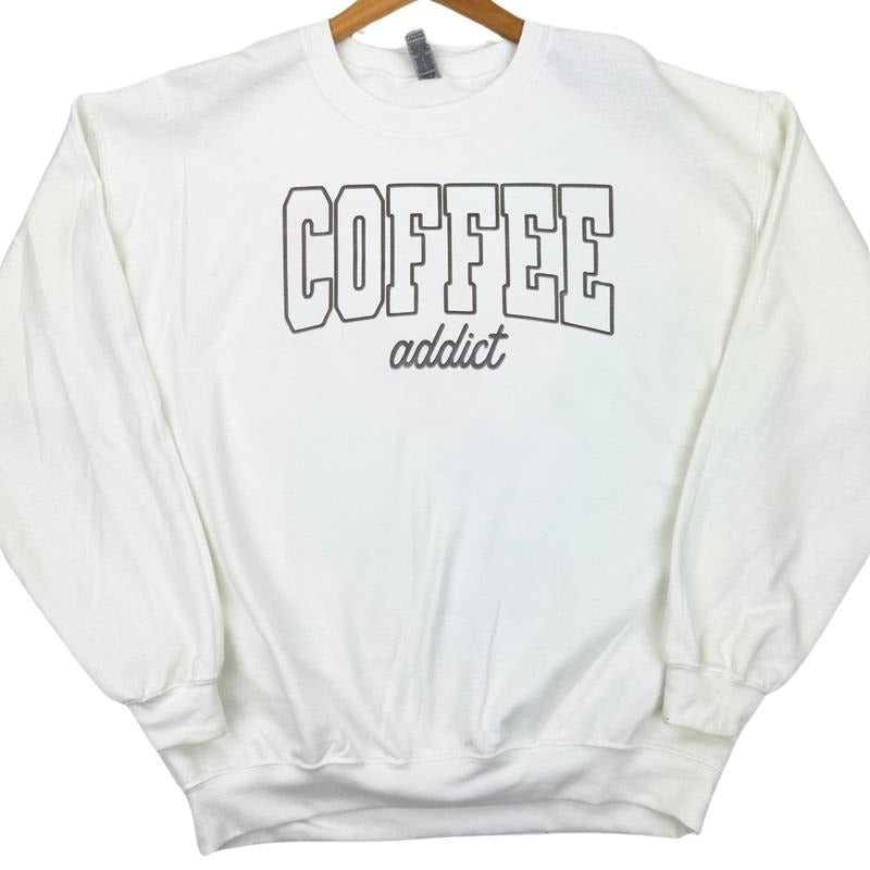 Coffee Addict Puff Print Gildan Sweatshirt