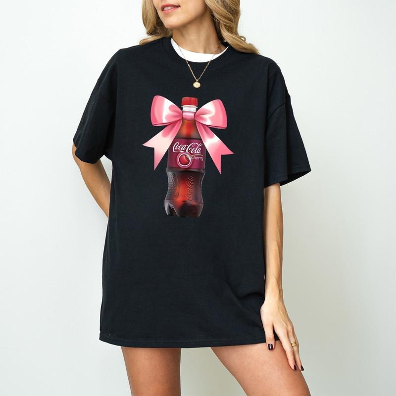 Coke Cherry With Bow T-Shirt, Drink With Bow Shirt, Just a Girl Who Loves Diet Coke, Weatercolor Bow, Gift For Her