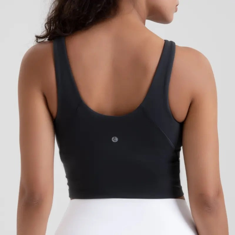 Colorfulkoala Dreamlux Womens Padded Sports Bra High Neck U-Back Workout Athletic Tank Top with Removable Cups