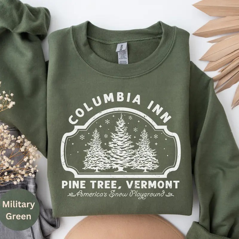 Columbia Inn Pine Tree Vermont Christmas Sweatshirt, Christmas Movie Sweatshirt, A White Christmas Sweatshirt