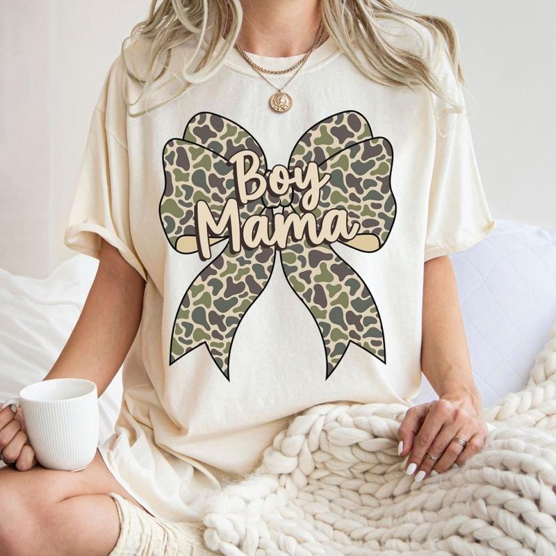 Comfort Colors Boy Mama Camo Coquette Bow Shirt, Boy Mama Shirt, Camo Coquette Shirt, Mom of boys Shirt, Mothers Shirt