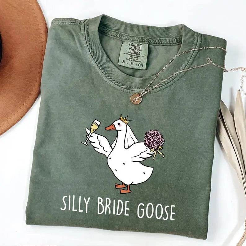 Comfort Colors Bride Bridesmaid Silly Goose Shirt, Matching Bridesmaid Proposal Gift, Wedding Getting Ready Bridal Party, Goose Lover Shirt
