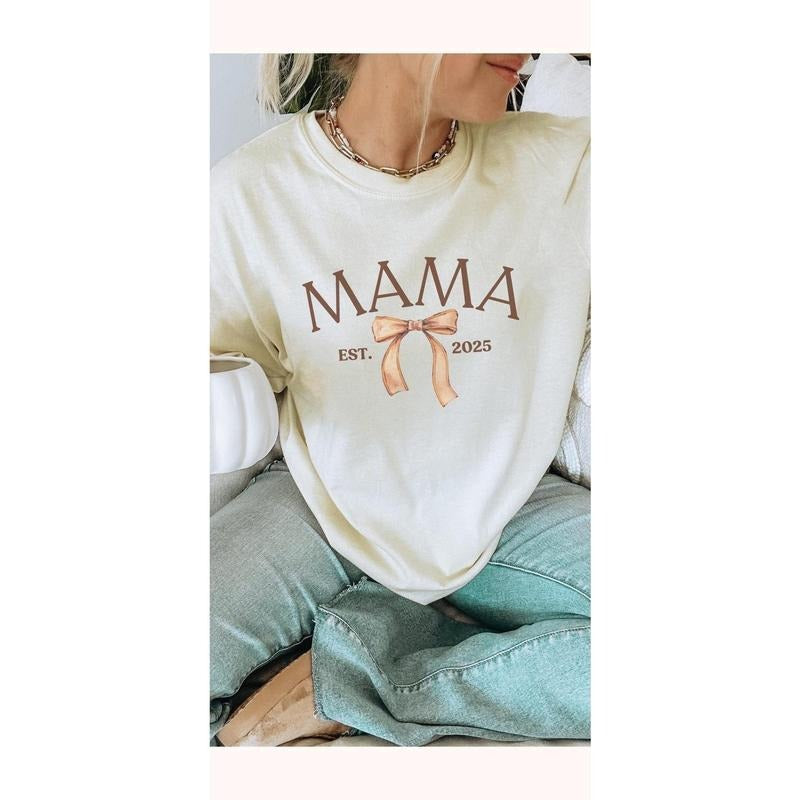 Comfort Colors Coquette Mama Shirt For Mothers Day Gift From Daughter Bow Mama Fall Tshirt Birthday Gift For Mom New Mom To Be Baby Reveal