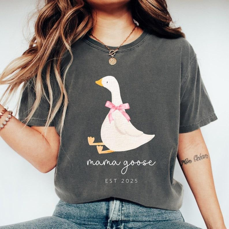 Comfort Colors Custom Mama Goose Shirt, Silly Goose Shirt, Cute Mom Shirt, Baby Shower Gift, Pregnancy Reveal Gift, Mothers Day Gift