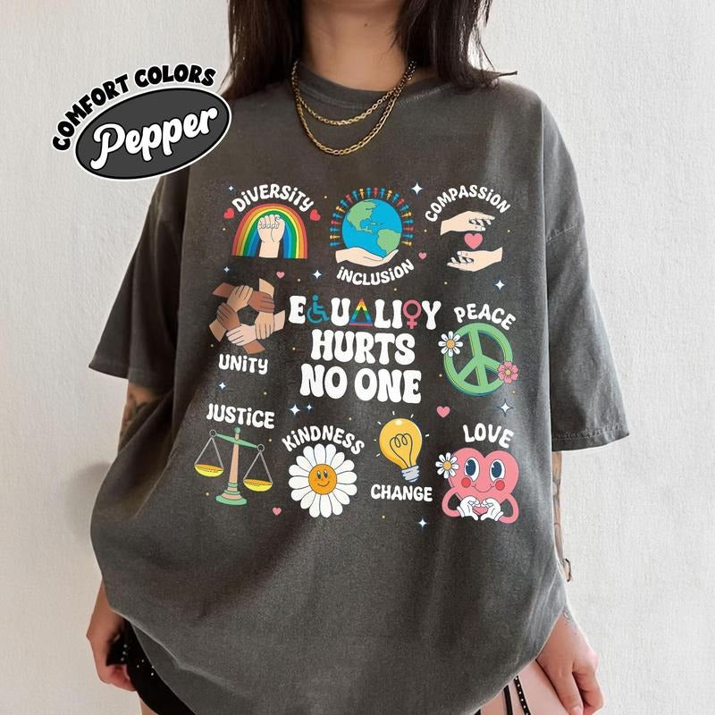 Comfort Colors Equality Hurts No One T-Shirt, Human Equal Rights Shirt, Black Lives Matter T-Shirt, Social Justice Shirts, LGBTQ Pride Tee