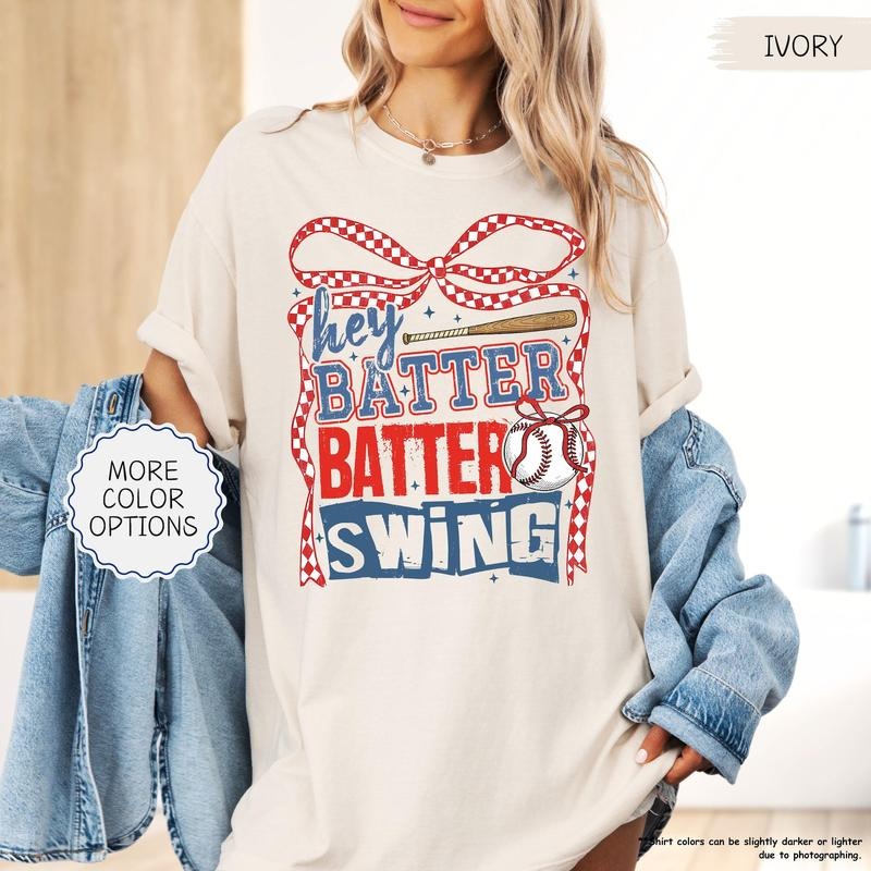 Comfort Colors Hey Batter Batter Swing Shirt, Coquette Baseball Shirt, Baseball Lover, Baseball Mom Shirt, Game Day Tee