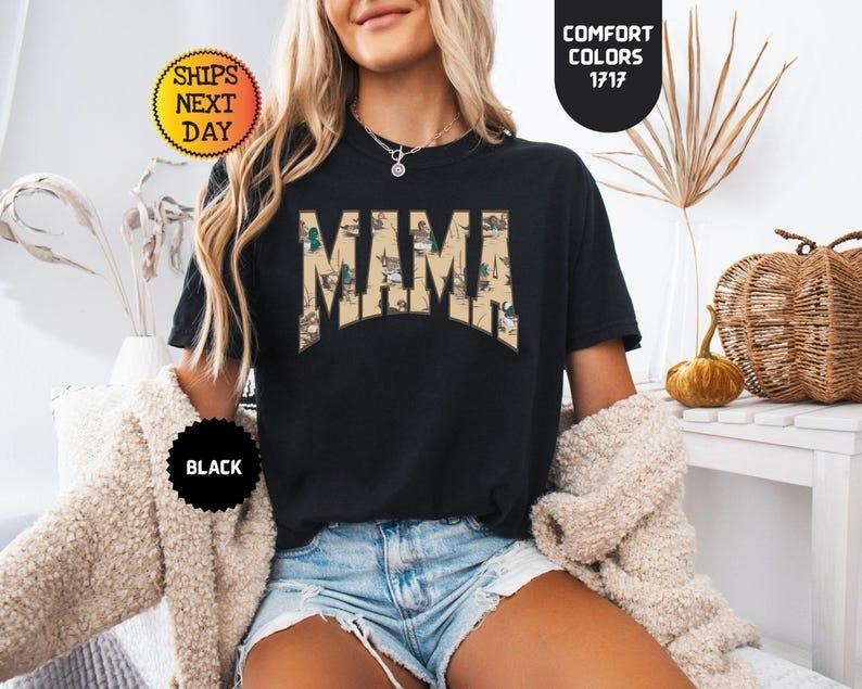 Comfort Colors Hunting Mama Shirt, Duck Hunting Shirt, Mama of Hunters, Camo Mama Shirt, Hunting Season, Mom Life Shirt, Hunting Weekend