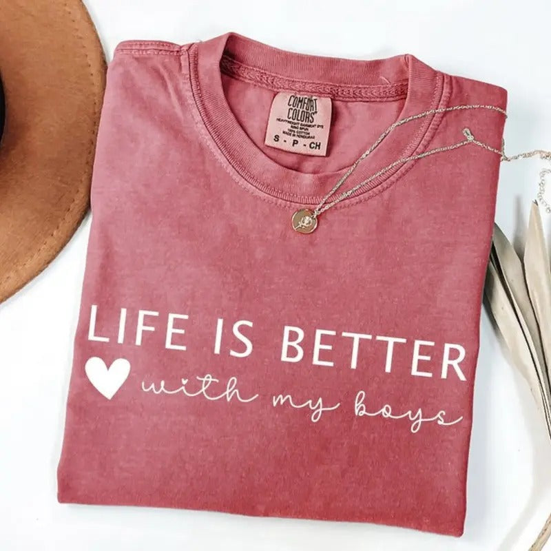 Comfort Colors Life Is Better With My Boys T-shirt, Mom Of Boys TShirt, Mom Life Outfit, Boy Mama Tee, Mother Of Boys Tee, Mothers Day Gifts
